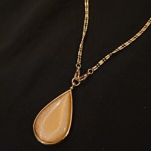 Monet Champaign Teardrop Pendant Dual Chain Necklace